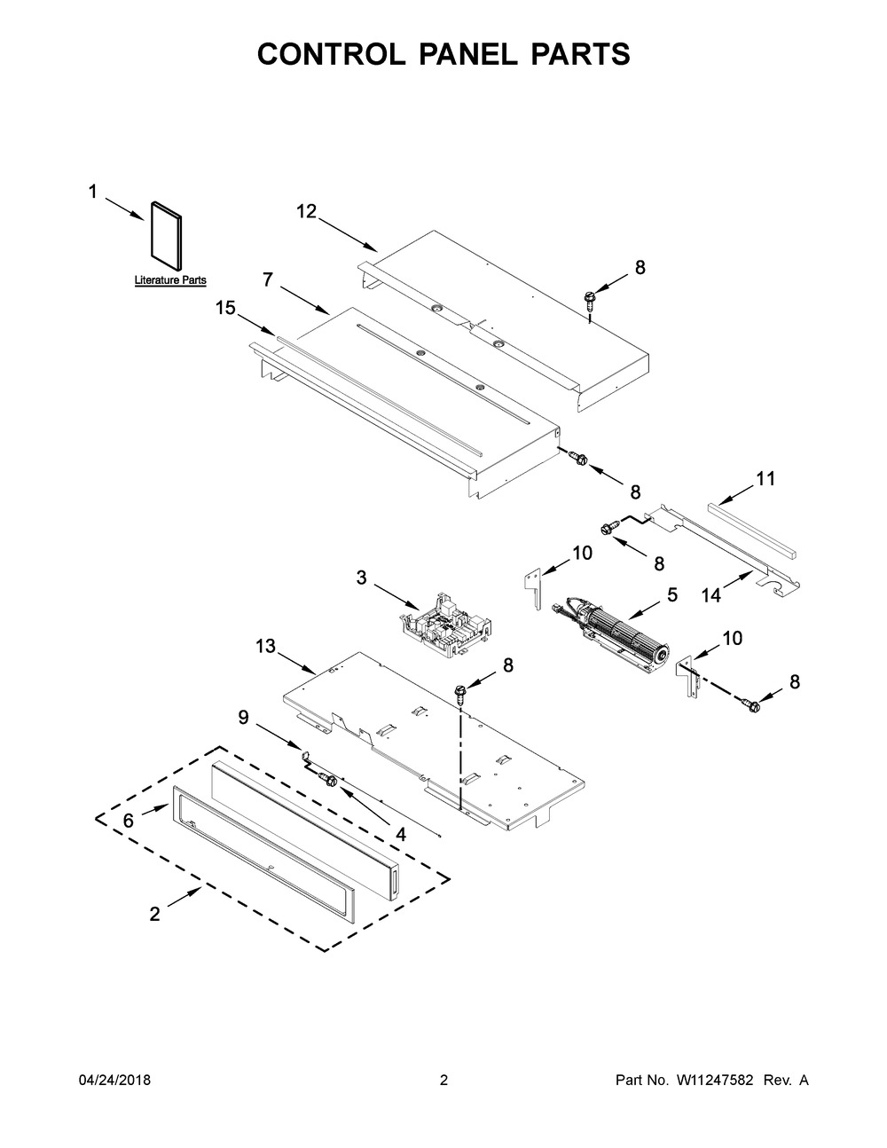 Control Panel Parts Diagram and Parts List for WOSA2EC0HZ01  Whirlpool Wall Oven