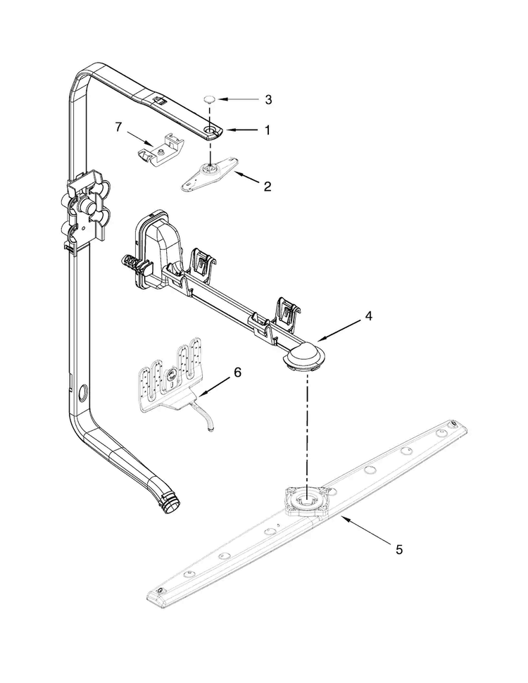 Upper Wash And Rinse Parts Diagram and Parts List for KDFE454CSS1  KitchenAid Dishwasher