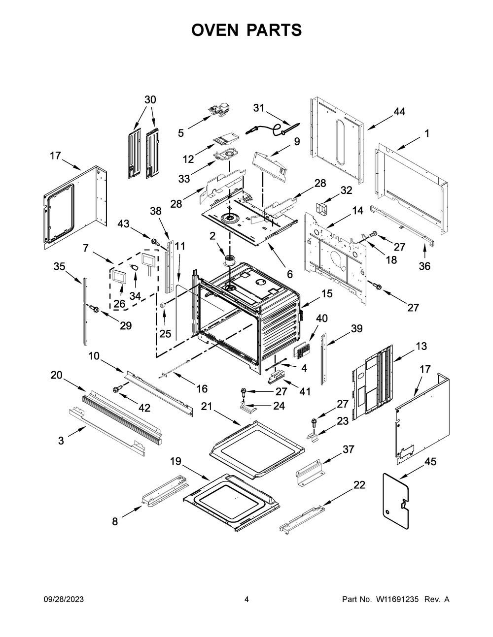 Oven Parts Diagram and Parts List for KOCE500ESS23  KitchenAid Microwave Oven Combo