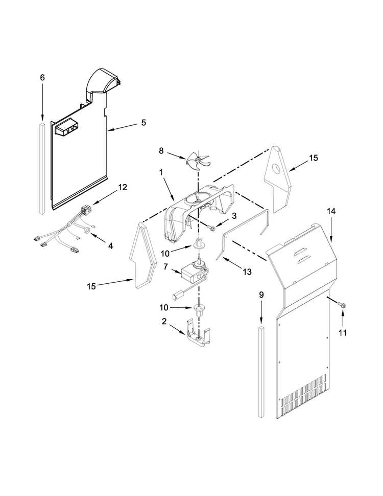 Air Flow Parts Diagram and Parts List for WRS335FDDB00  Whirlpool Refrigerator