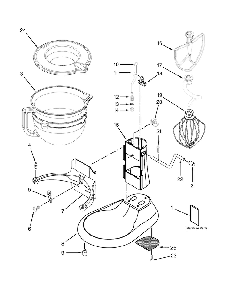 Base And Pedestal Unit Parts Diagram and Parts List for 5KSM6521XBAC0  KitchenAid Mixer