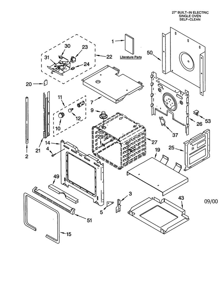 Oven Diagram and Parts List for RBS275PDQ9  Whirlpool Wall Oven
