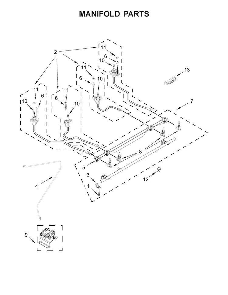 Manifold Parts Diagram and Parts List for KSDG950ESS0  KitchenAid Range