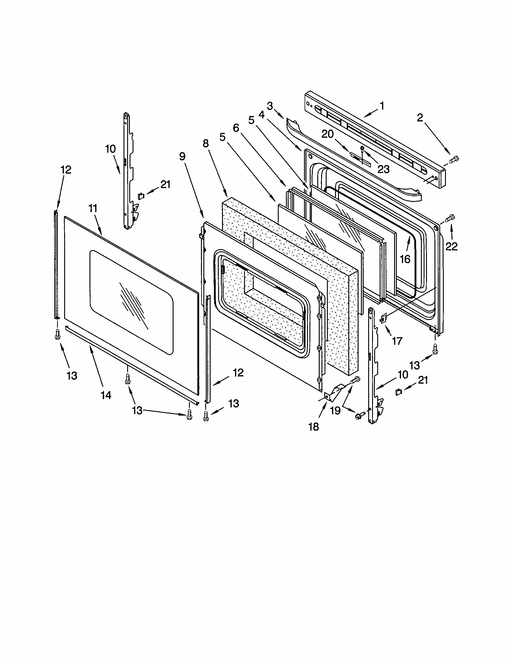 Door Diagram and Parts List for 66595025101  Kenmore Range