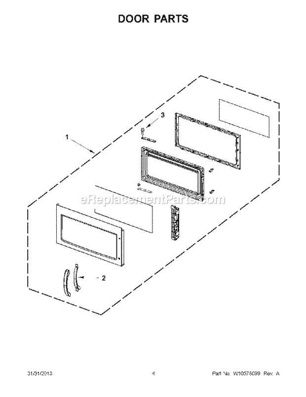 Door Parts Diagram and Parts List for WMH53520AE1  Whirlpool Microwave
