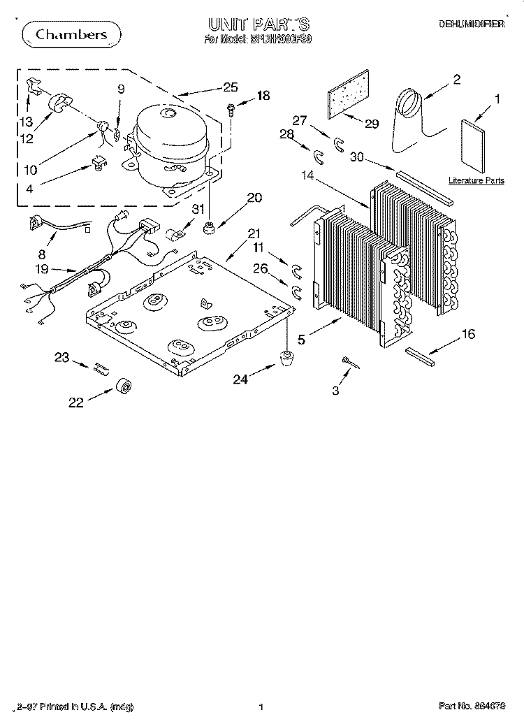 SECTION Diagram and Parts List for BPDH4000FS0  KitchenAid Dehumidifier