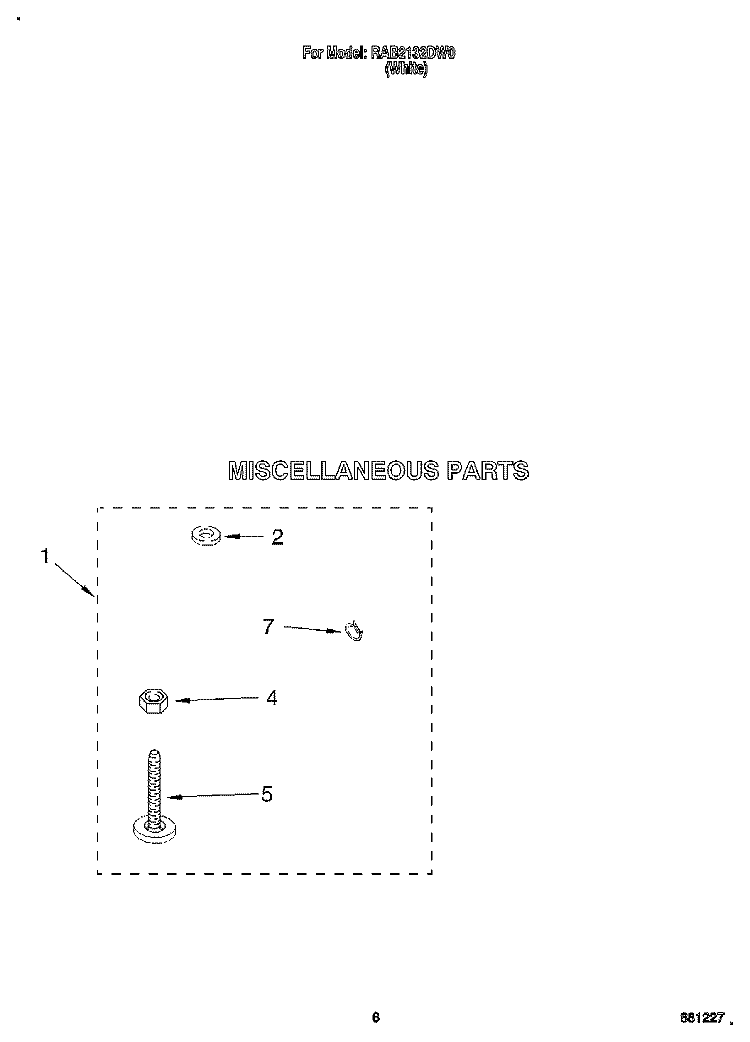 MISCELLANEOUS Diagram and Parts List for RAB2132DW0  Roper Washer