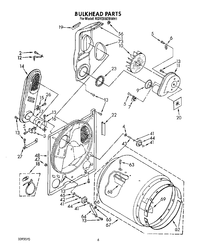 BULKHEAD Diagram and Parts List for KGYE660WAL1  KitchenAid Dryer