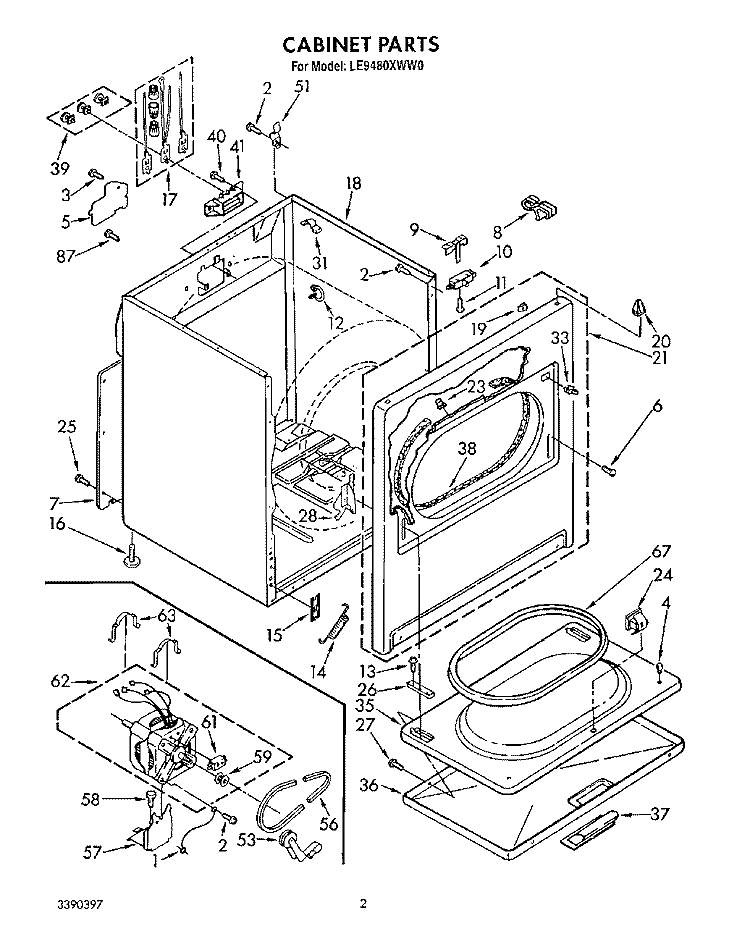 SECTION Diagram and Parts List for LE9480XWN0  Whirlpool Dryer