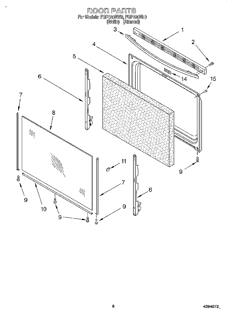 DOOR, LIT/OPTIONAL Diagram and Parts List for FGP320EN0  Roper Range