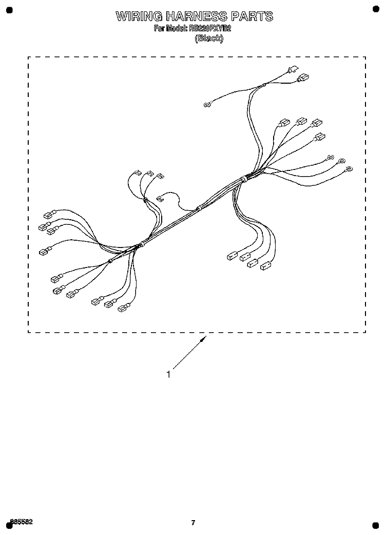 WIRING HARNESS Diagram and Parts List for RB220PXYB2  Whirlpool Wall Oven