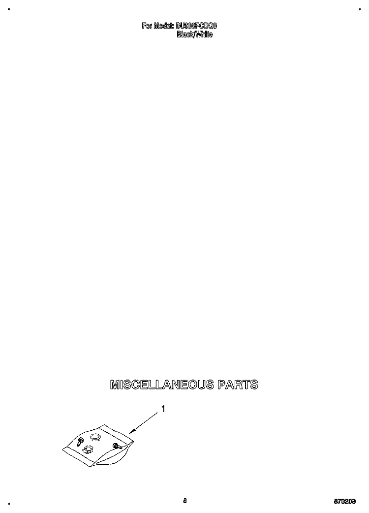 MISCELLANEOUS Diagram and Parts List for DU900PCDQ0  Whirlpool Dishwasher