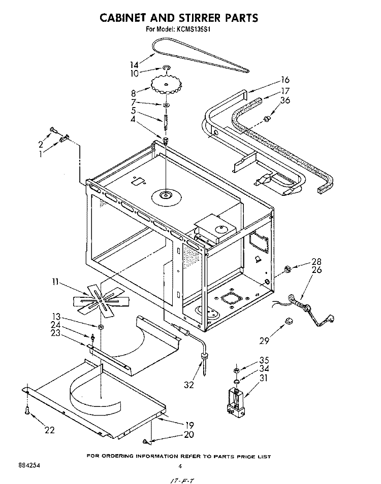 CABINET AND STIRRER Diagram and Parts List for KCMS135S1  KitchenAid Microwave