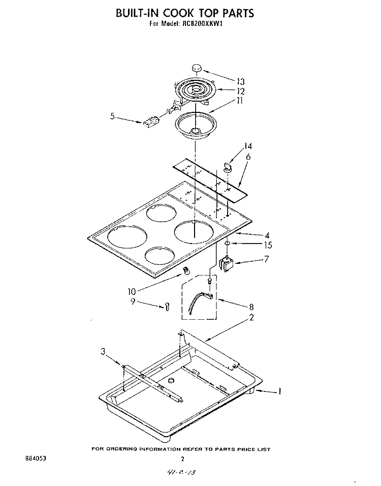 SECTION Diagram and Parts List for RC8200XKW1  Whirlpool Cooktop