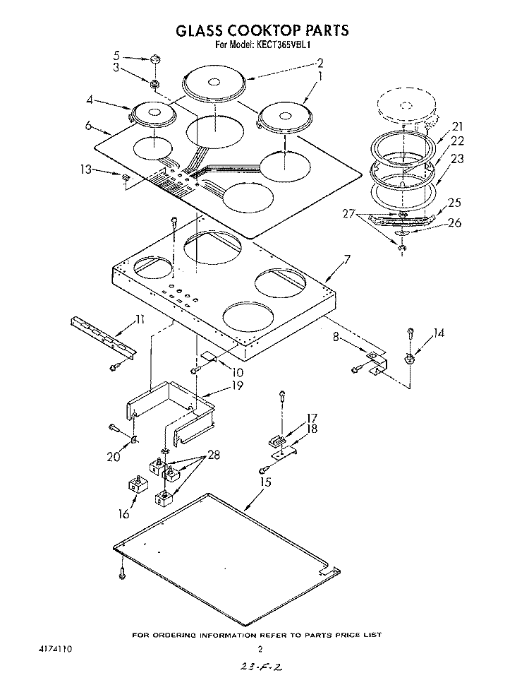 SECTION Diagram and Parts List for KECT365VBL1  KitchenAid Cooktop