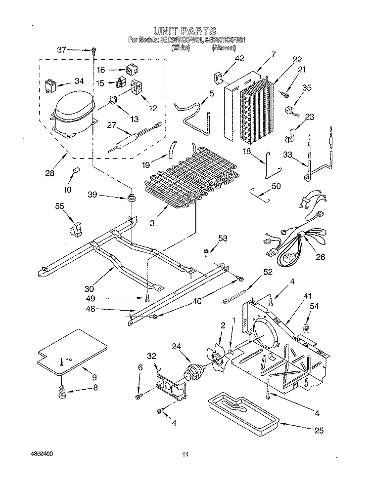 UNIT Diagram and Parts List for 8ED20TKXFN01  Whirlpool Refrigerator