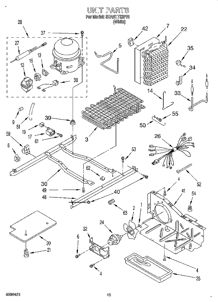 UNIT Diagram and Parts List for 3XART722F01  Whirlpool Refrigerator