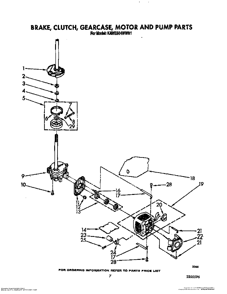 BRAKE, CLUTCH, GEARCASE, MOTOR & PUMP Diagram and Parts List for KAWE564WAL1  KitchenAid Washer