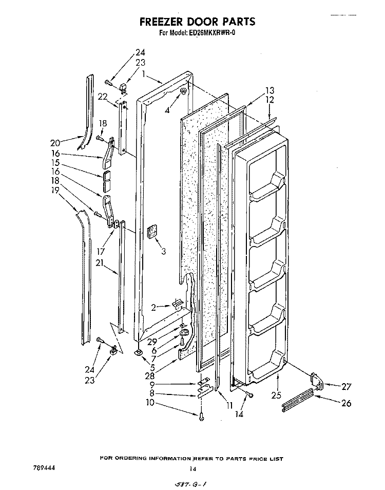 FREEZER DOOR Diagram and Parts List for ED26MKXRWR0  Whirlpool Refrigerator