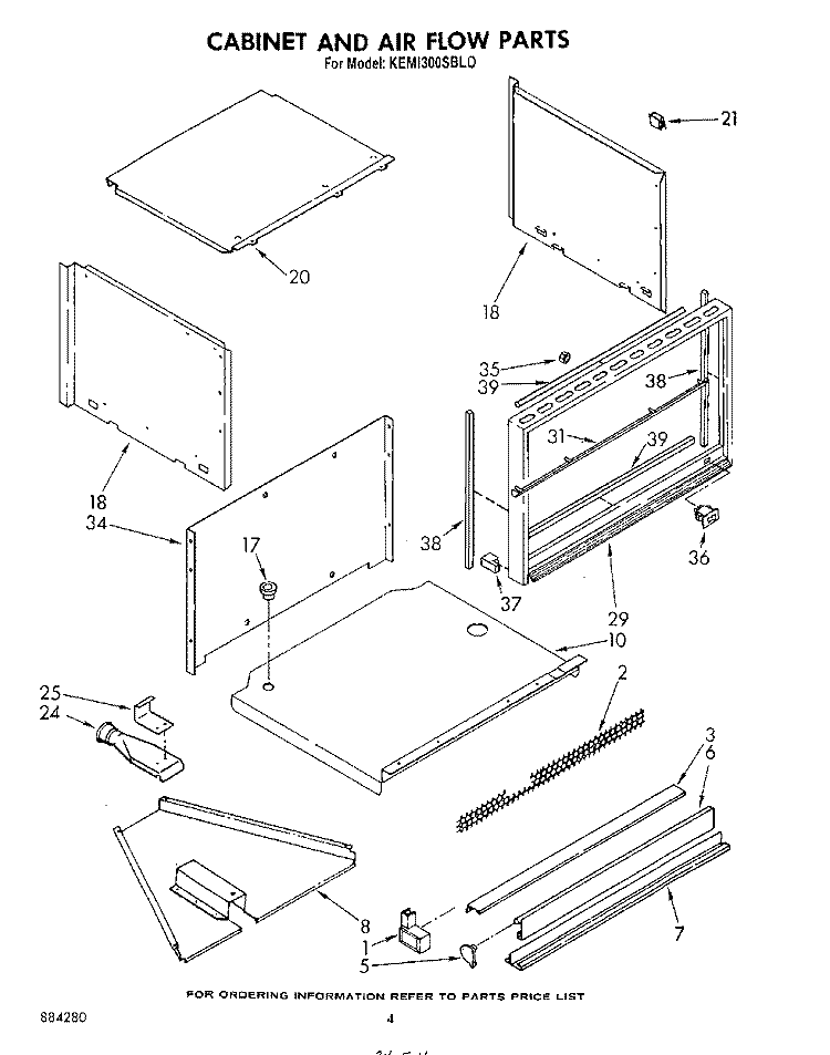 CABINET AND AIR FLOW Diagram and Parts List for KEMI300SBL0  KitchenAid Microwave Oven Combo