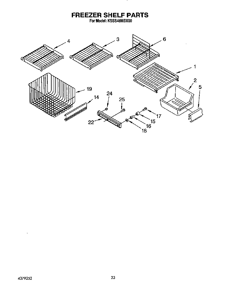 FREEZER SHELF Diagram and Parts List for KSSS48MBX00  KitchenAid Refrigerator