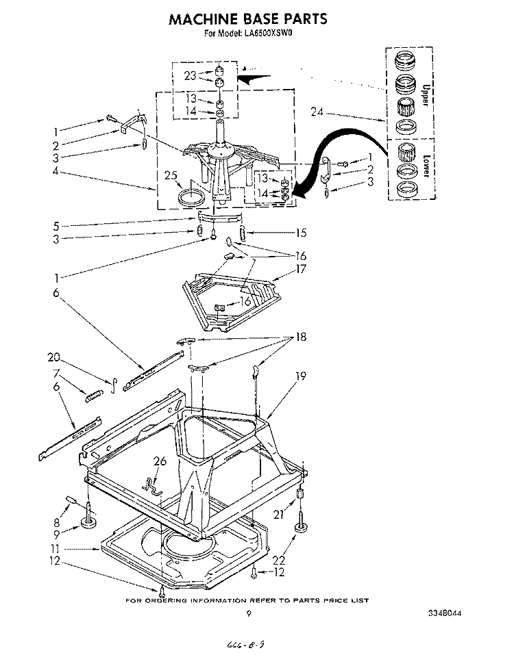MACHINE BASE Diagram and Parts List for LA6500XSW0  Whirlpool Washer