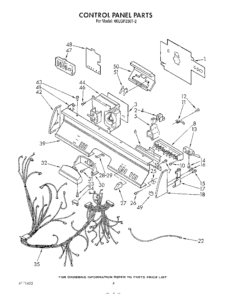 CONTROL PANEL , LITERATURE AND OPTIONAL Diagram and Parts List for 4KUDP220T2  KitchenAid Dishwasher