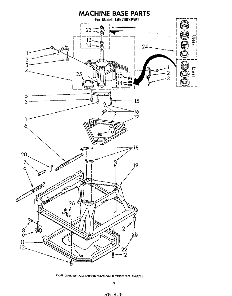 MACHINE BASE Diagram and Parts List for LA5700XPW1  Whirlpool Washer
