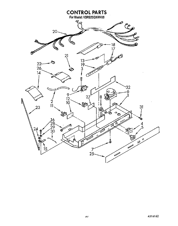 CONTROL Diagram and Parts List for KSRS25QXAL00  KitchenAid Refrigerator