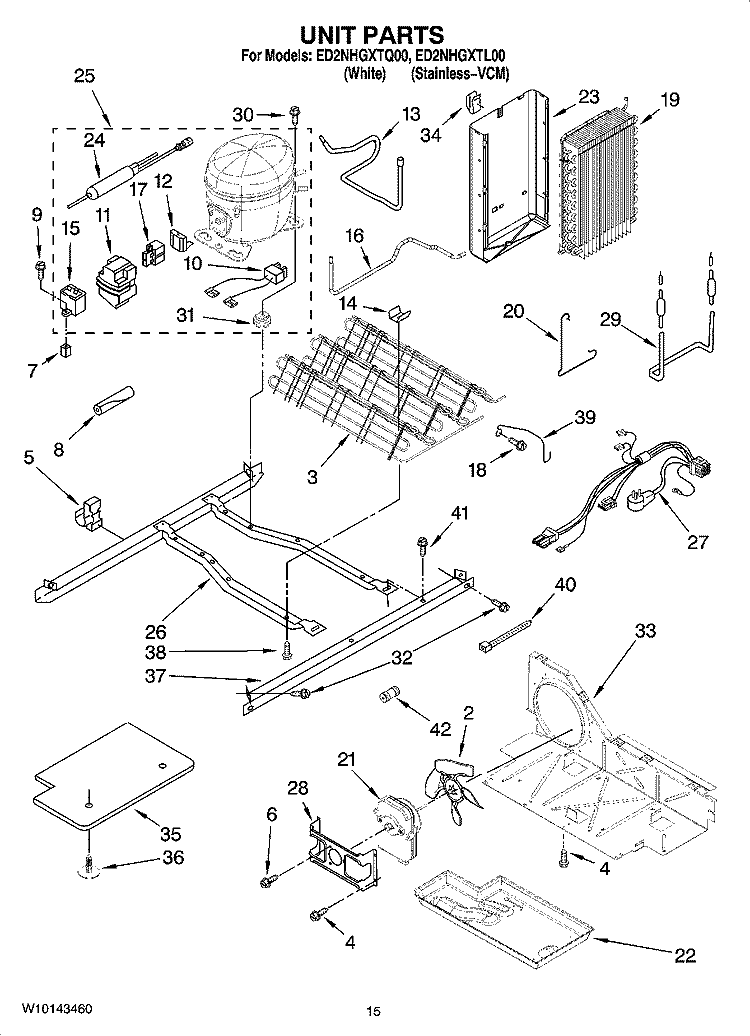 UNIT PARTS Diagram and Parts List for ED2NHGXTL00  Whirlpool Refrigerator