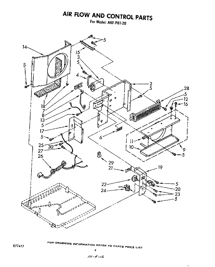 SECTION Diagram and Parts List for AHFP8120  Whirlpool Air Conditioner