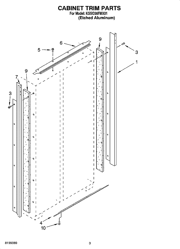 CABINET TRIM PARTS Diagram and Parts List for KSSO36FMX01  KitchenAid Refrigerator