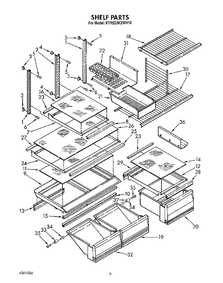 SHELF, LIT/OPTIONAL Diagram and Parts List for KTRS20KXAL10  KitchenAid Refrigerator