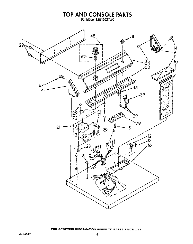 SECTION Diagram and Parts List for LE9100XTN0  Whirlpool Dryer