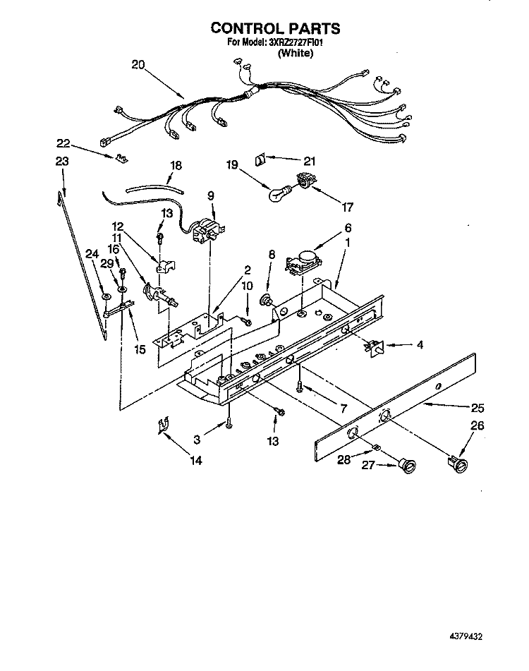 CONTROL Diagram and Parts List for 3XRZ2727FI01  Whirlpool Refrigerator