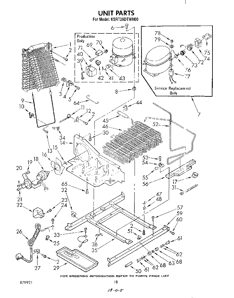 UNIT Diagram and Parts List for KSRT26DTWH00  KitchenAid Refrigerator
