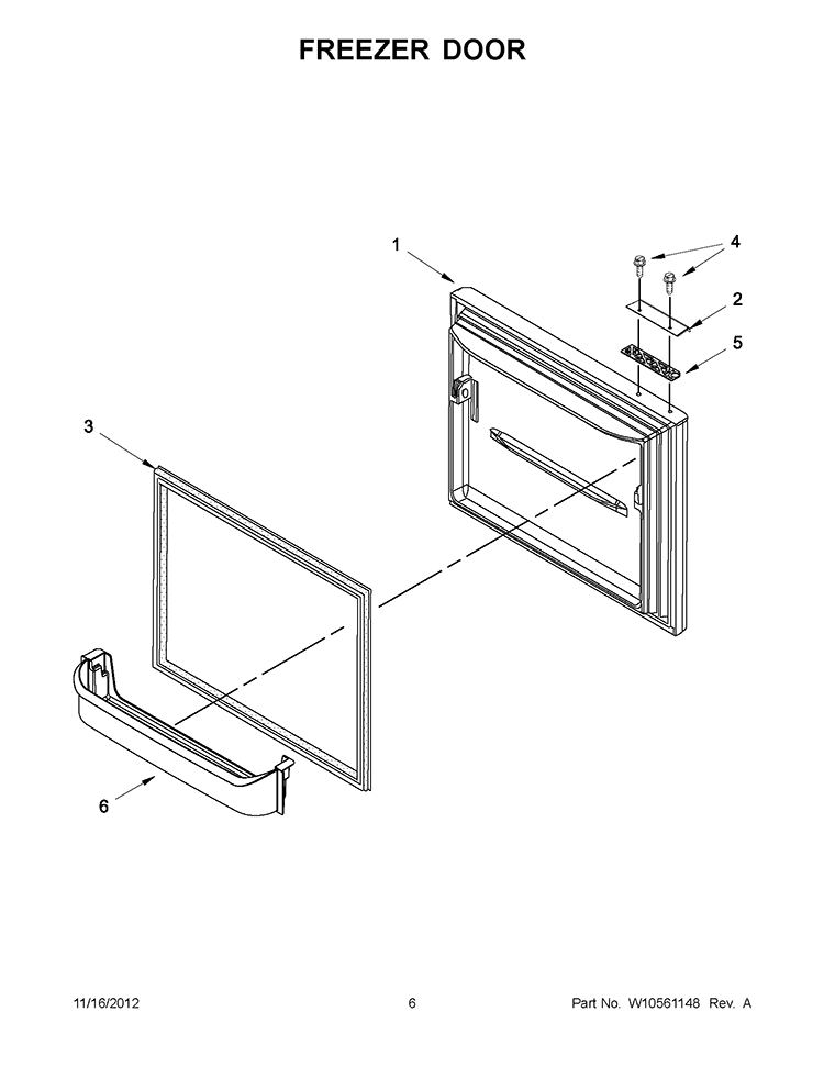 FREEZER DOOR Diagram and Parts List for EB9FVBLWS06  Whirlpool Refrigerator