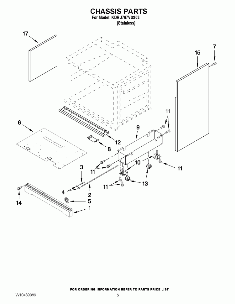 CHASSIS PARTS Diagram and Parts List for KDRU767VSS03  KitchenAid Range