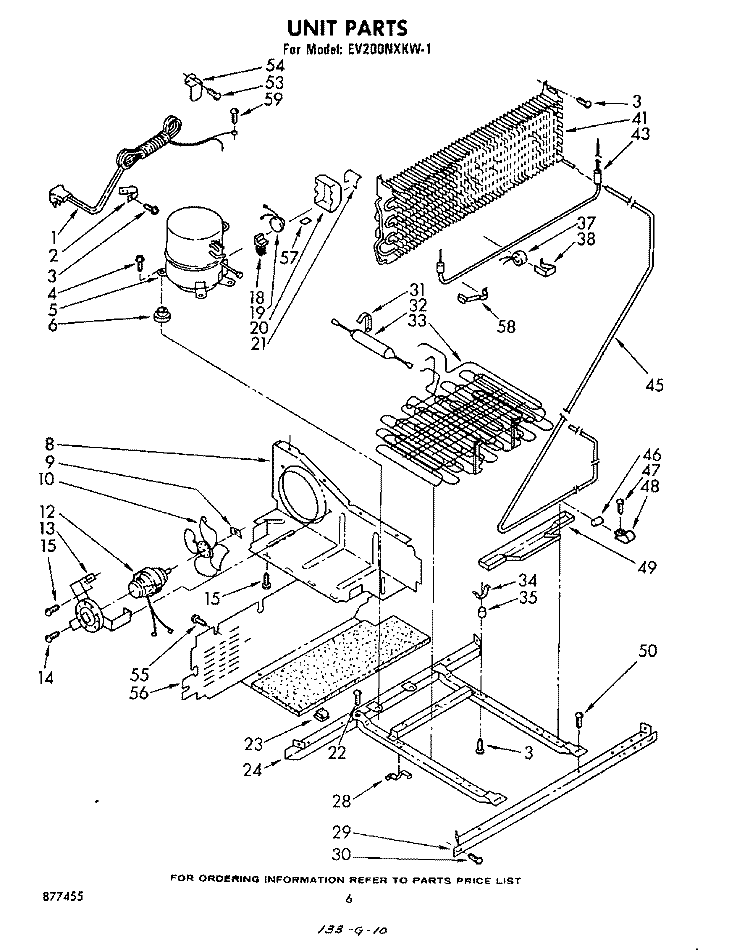 UNIT Diagram and Parts List for EV200NXKW1  Whirlpool Freezer