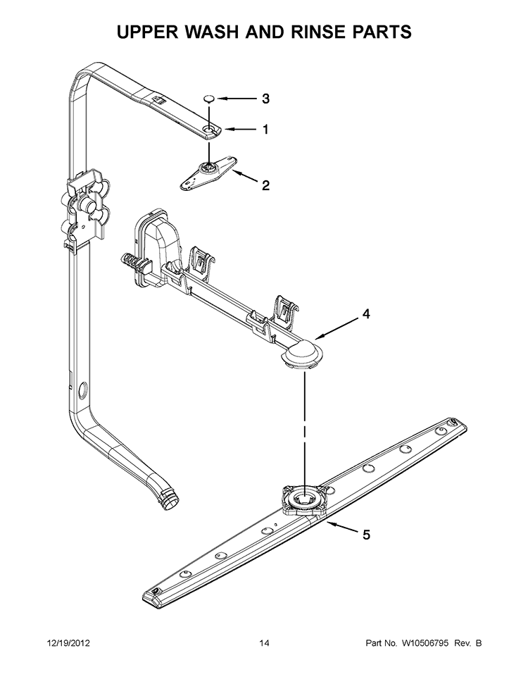 UPPER WASH AND RINSE PARTS Diagram and Parts List for WDF530PSYB3  Whirlpool Dishwasher