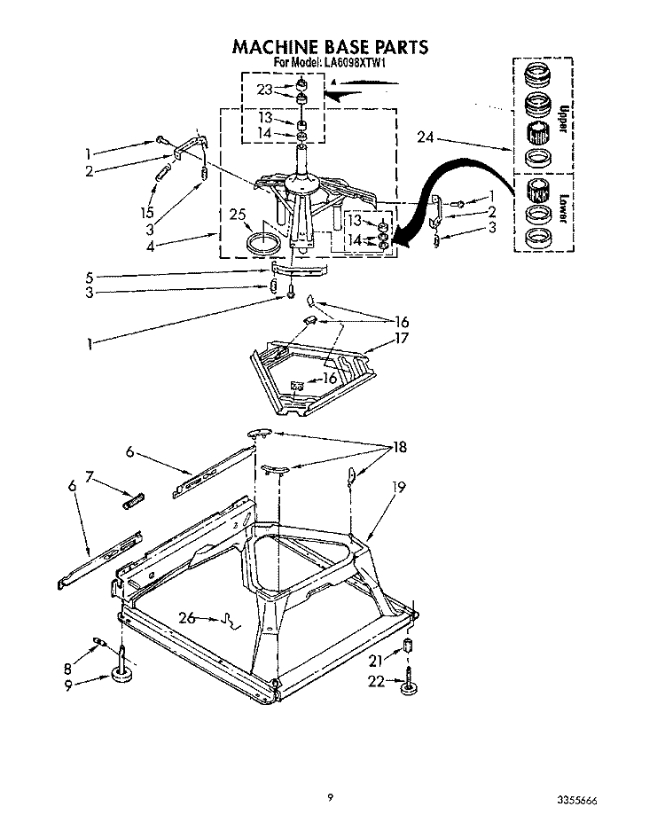 MACHINE BASE Diagram and Parts List for LA6098XTF1  Whirlpool Washer