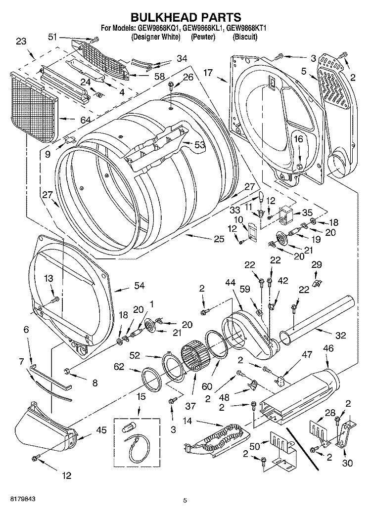 SECTION Diagram and Parts List for GEW9868KT1  Whirlpool Dryer