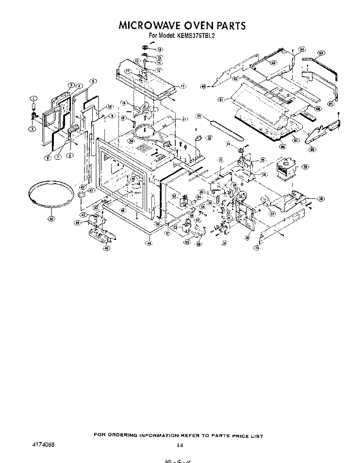 MICROWAVE OVEN Diagram and Parts List for KEMS376TBL2  KitchenAid Microwave Oven Combo