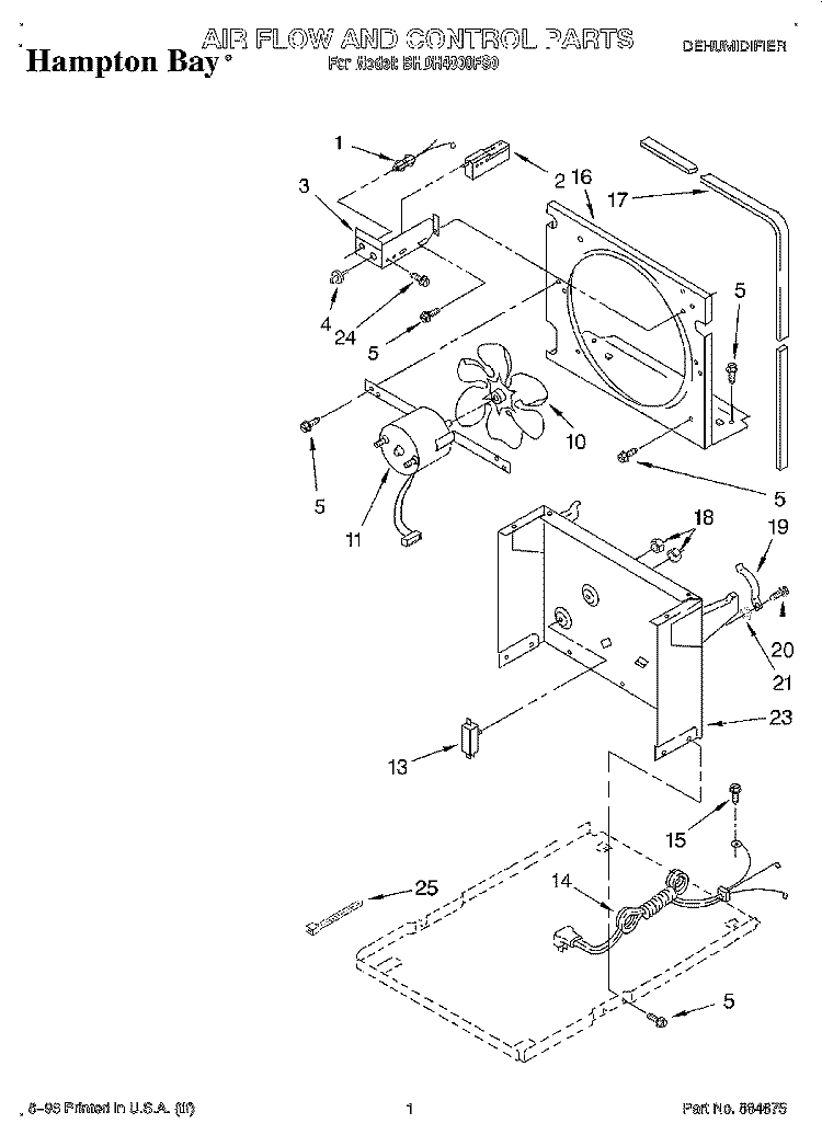 SECTION Diagram and Parts List for BHDH4000FS0  Whirlpool Dehumidifier