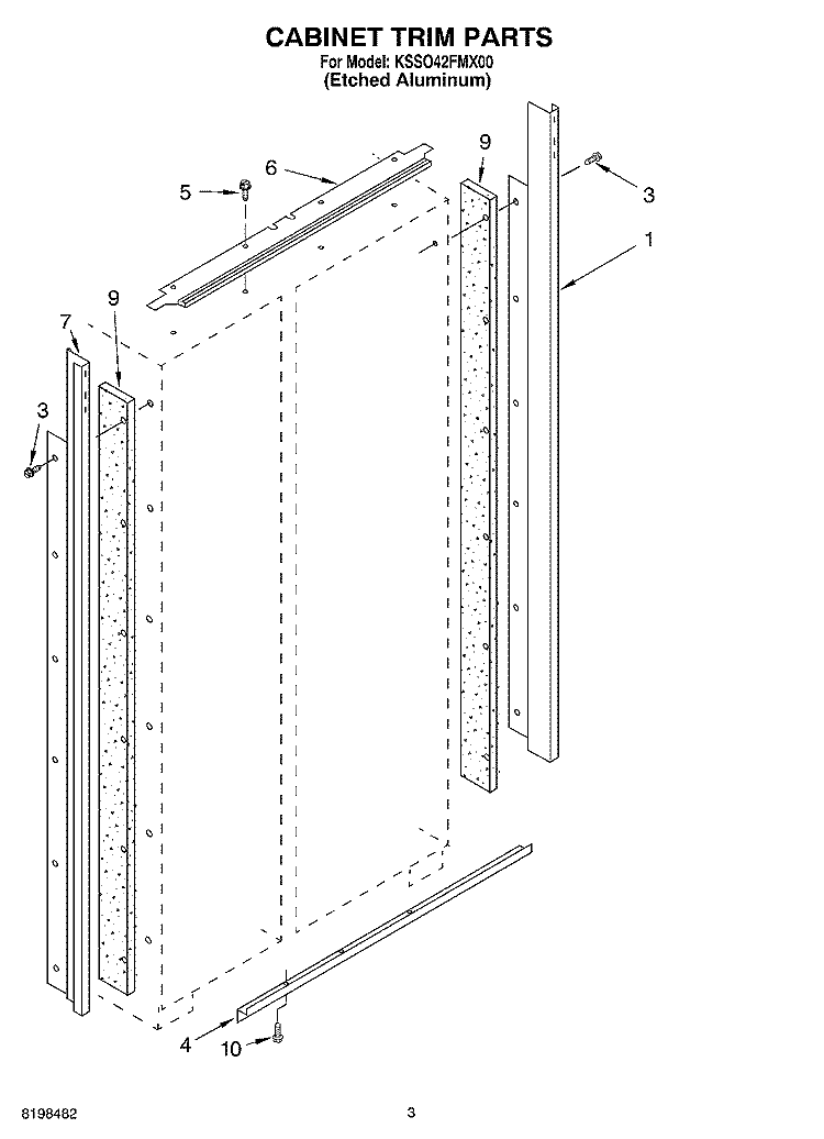 CABINET TRIM PARTS Diagram and Parts List for KSSO42FMX00  KitchenAid Refrigerator