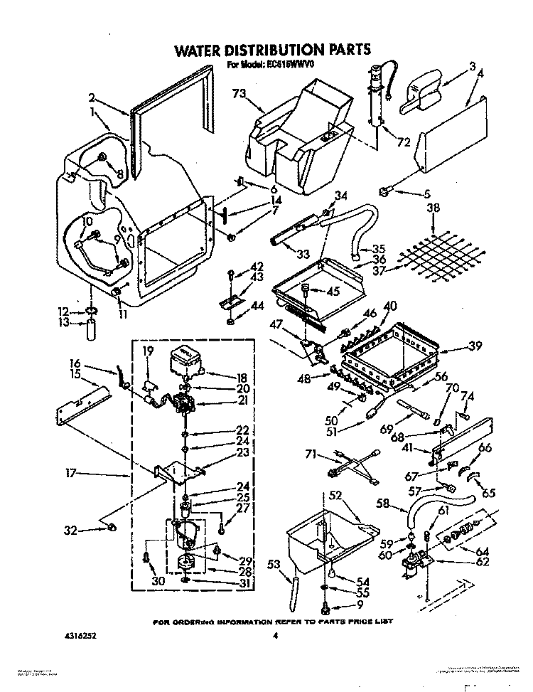 WATER-DISTRIBUTION Diagram and Parts List for EC515WWV0  Whirlpool Ice Maker