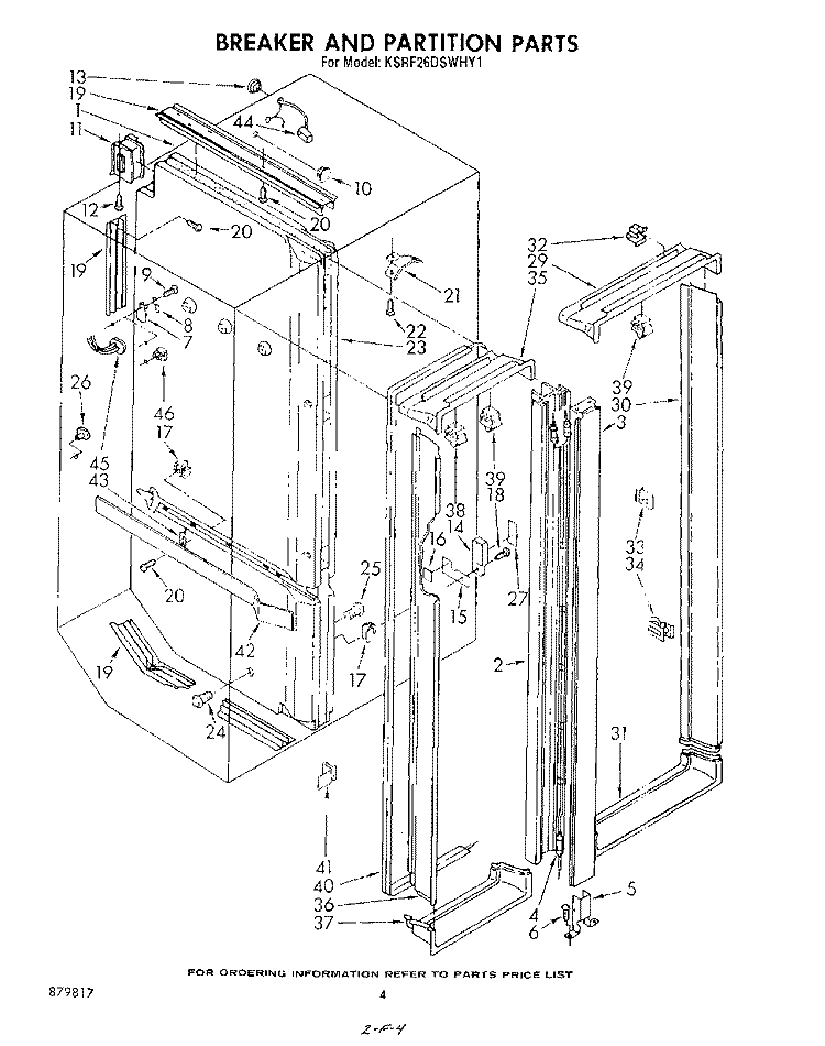 BREAKER AND PARTITION Diagram and Parts List for KSRF26DSWHY1  KitchenAid Refrigerator
