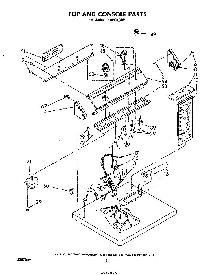 SECTION Diagram and Parts List for LE7080XSW1  Whirlpool Dryer
