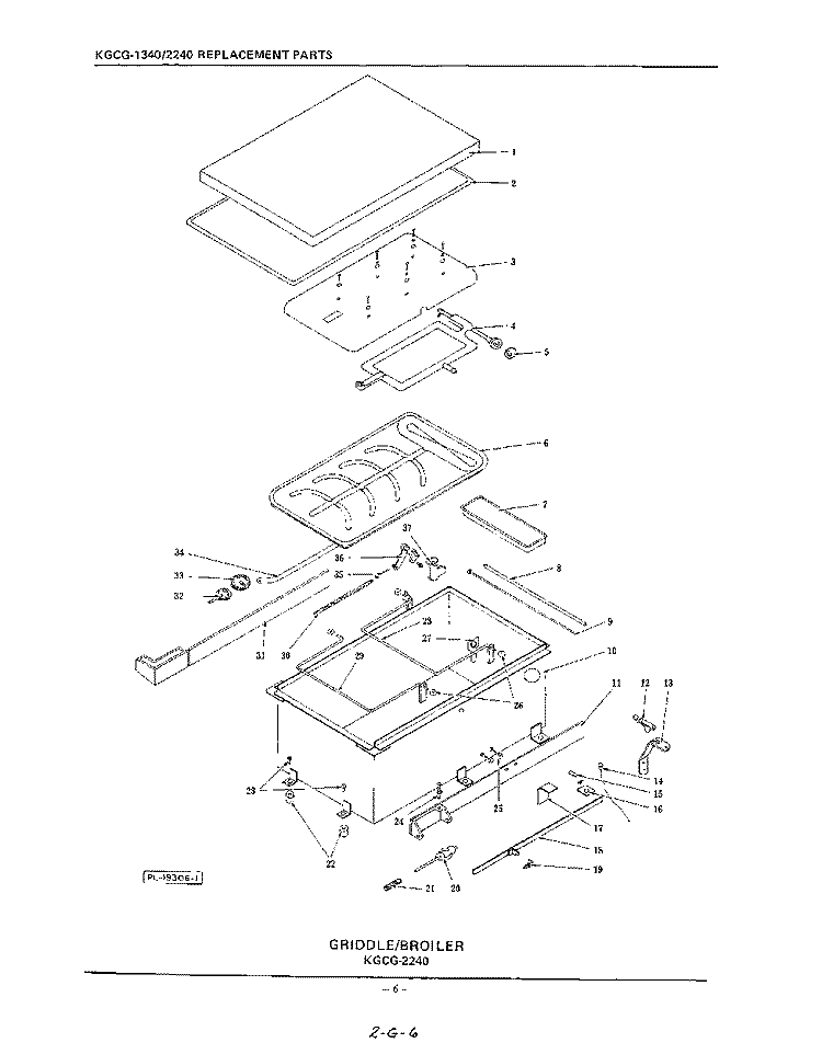 GRIDDLE / BROILER Diagram and Parts List for KGCG2240  KitchenAid Cooktop