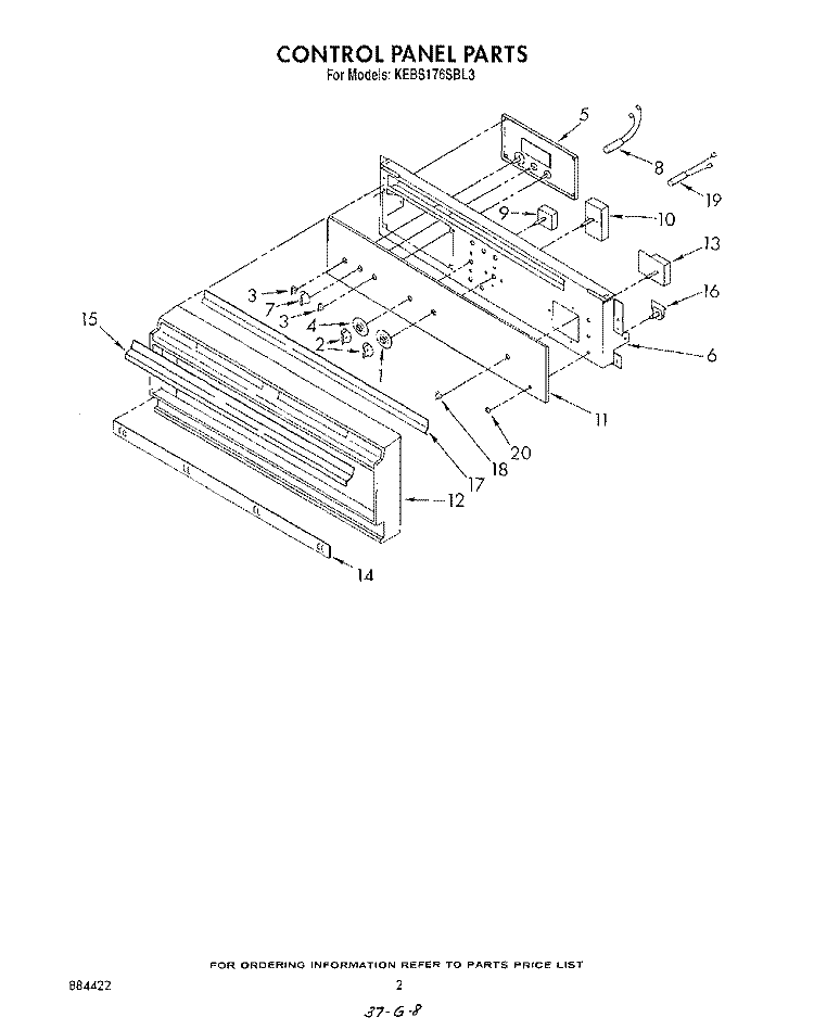 CONTROL PANEL , LIT/OPTIONAL Diagram and Parts List for KEBS176SBL3  KitchenAid Wall Oven